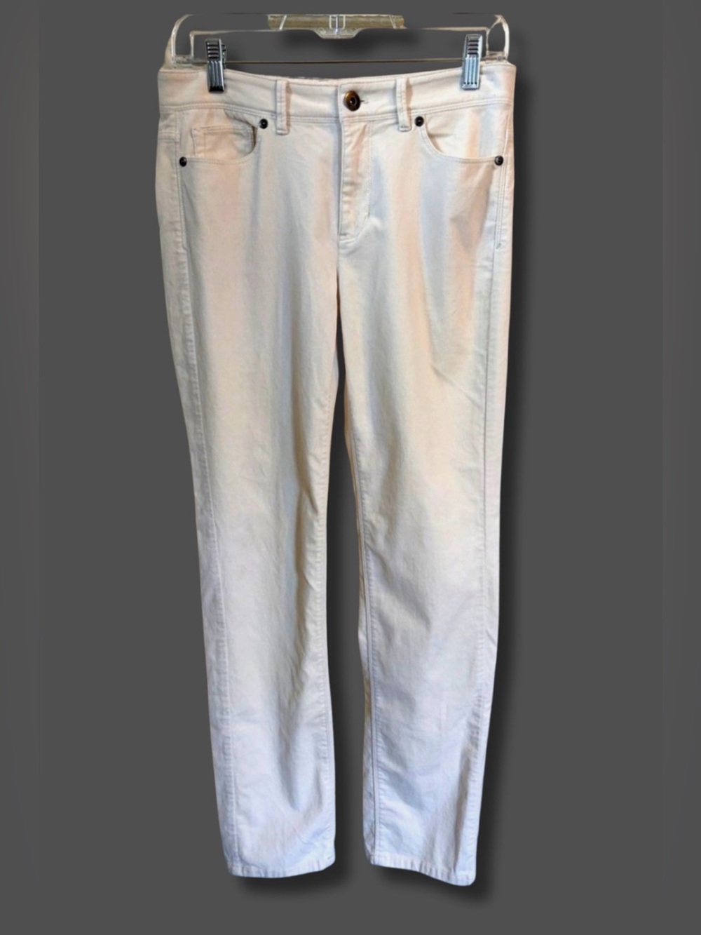 J.Jill Velveteen Pants Size 4 Ivory Cream Stretch Cotton Slim Straight